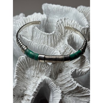 Vintage 925 Sterling Silver Malachite Bracelet