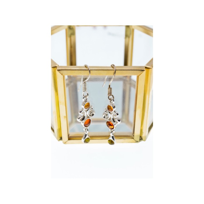 925 Sterling Silver Amber Earrings
