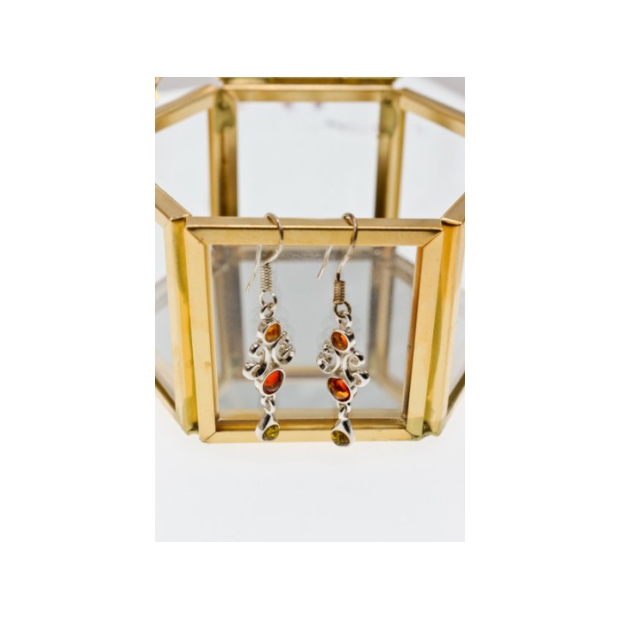 925 Sterling Silver Amber Earrings