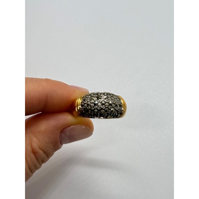 925 Sterling Silver Gold Plated Marcasite Ring Size 8