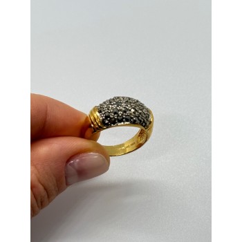 925 Sterling Silver Gold Plated Marcasite Ring Size 8