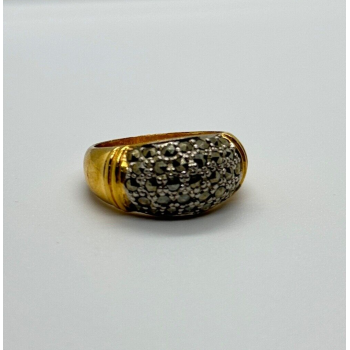 925 Sterling Silver Gold Plated Marcasite Ring Size 8