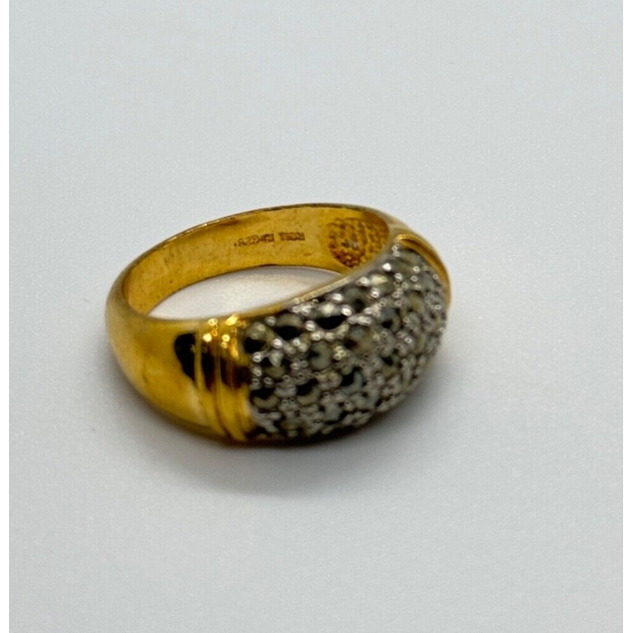 925 Sterling Silver Gold Plated Marcasite Ring Size 8