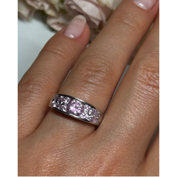 925 Sterling Silver Pink Topaz Ring Size 6