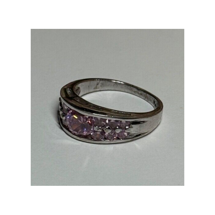 925 Sterling Silver Pink Topaz Ring Size 6