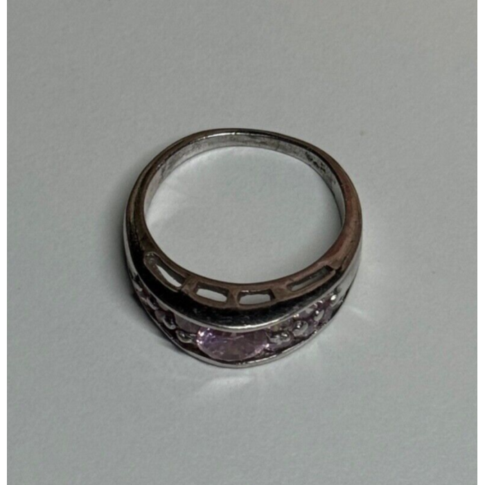 925 Sterling Silver Pink Topaz Ring Size 6