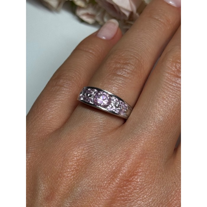 925 Sterling Silver Pink Topaz Ring Size 6
