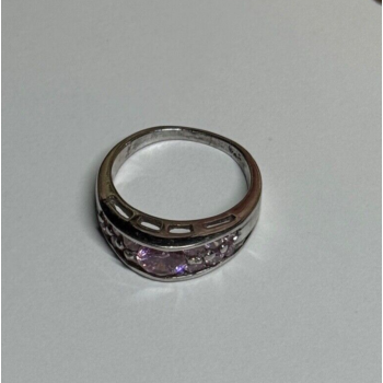 925 Sterling Silver Pink Topaz Ring Size 6