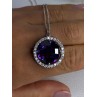 925 Sterling Silver Purple Crystal & CZ Necklace Length 18 Inch