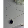 925 Sterling Silver Purple Crystal & CZ Necklace Length 18 Inch