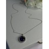 925 Sterling Silver Purple Crystal & CZ Necklace Length 18 Inch