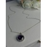 925 Sterling Silver Purple Crystal & CZ Necklace Length 18 Inch