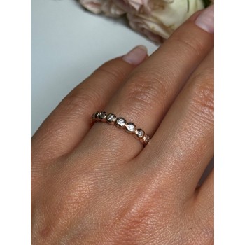 925 Sterling Silver Gold Plated CZ Ring Size 7