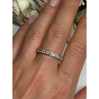 925 Sterling Silver Gold Plated CZ Ring Size 9