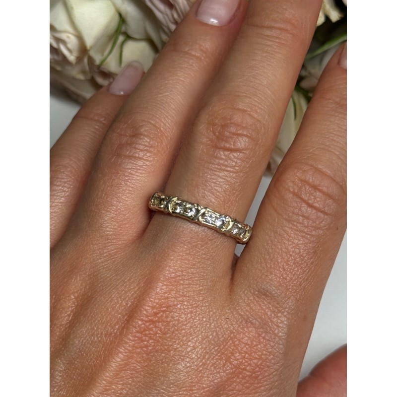 925 Sterling Silver Gold Plated CZ Ring Size 9