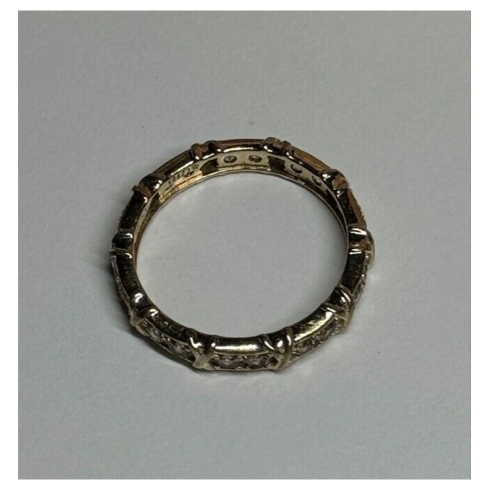 925 Sterling Silver Gold Plated CZ Ring Size 9