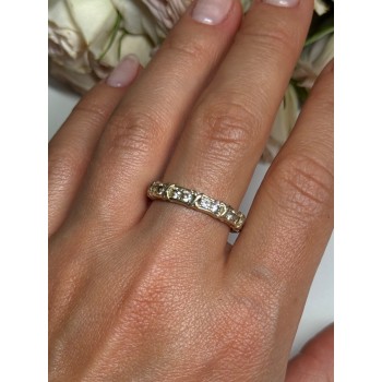 925 Sterling Silver Gold Plated CZ Ring Size 9