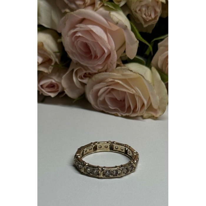 925 Sterling Silver Gold Plated CZ Ring Size 9