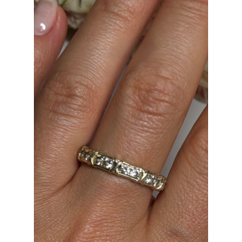 925 Sterling Silver Gold Plated CZ Ring Size 9