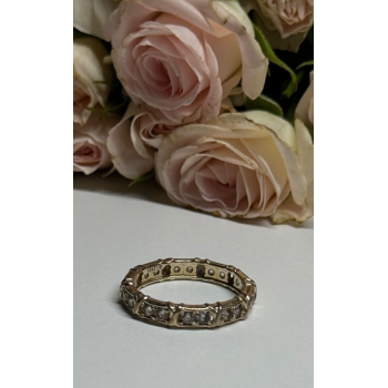 925 Sterling Silver Gold Plated CZ Ring Size 9