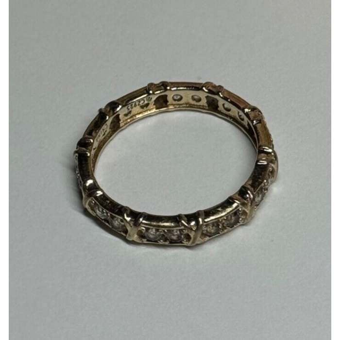 925 Sterling Silver Gold Plated CZ Ring Size 9