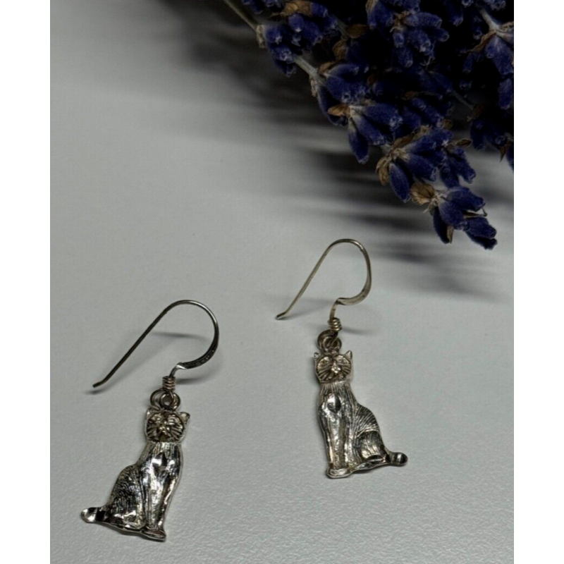 925 Sterling Silver Cats Earrings