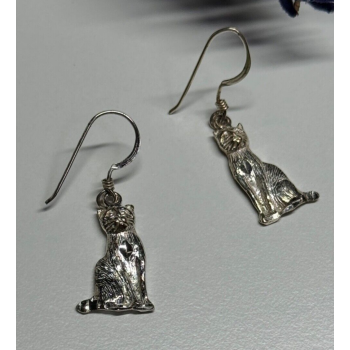 925 Sterling Silver Cats Earrings