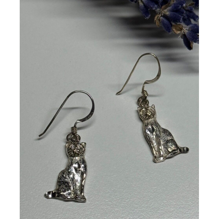 925 Sterling Silver Cats Earrings