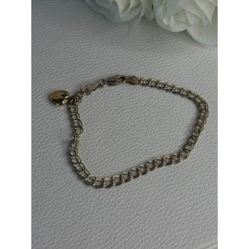 925 Sterling Silver 14k Yellow Gold Heart Italy Bracelet Length 7