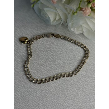925 Sterling Silver 14k Yellow Gold Heart Italy Bracelet Length 7