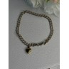 925 Sterling Silver 14k Yellow Gold Heart Italy Bracelet Length 7