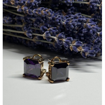 925 Sterling Silver Gold Plated Amethyst Earrings