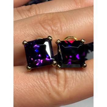 925 Sterling Silver Gold Plated Amethyst Earrings