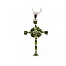 925 Sterling Silver Emeralds Chain with Cross