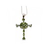 925 Sterling Silver Emeralds Chain with Cross