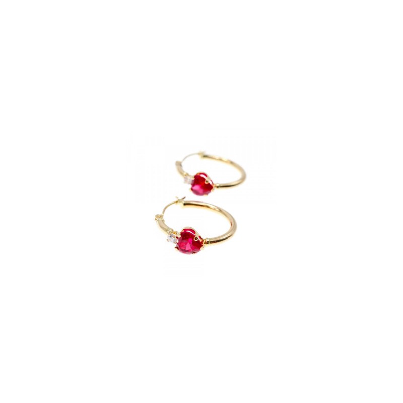 10K YELLOW GOLD RUBIES & DIAMONDS HEARTS EARRINGS