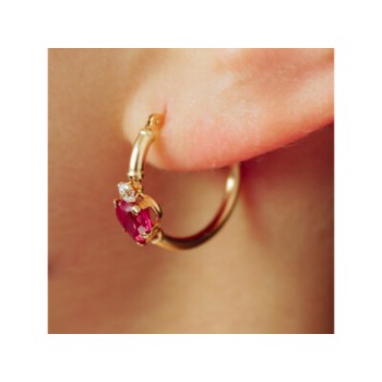 10K YELLOW GOLD RUBIES & DIAMONDS HEARTS EARRINGS