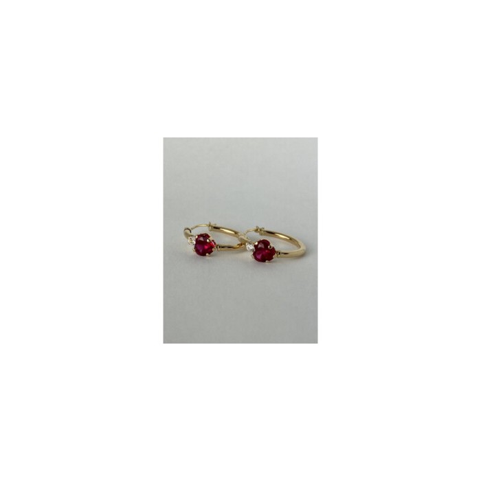 10K YELLOW GOLD RUBIES & DIAMONDS HEARTS EARRINGS
