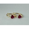 10K YELLOW GOLD RUBIES & DIAMONDS HEARTS EARRINGS