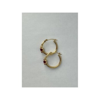 10K YELLOW GOLD RUBIES & DIAMONDS HEARTS EARRINGS