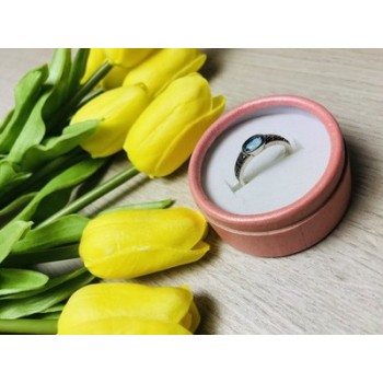 925 Sterling Silver Blue Spinel & Black Quartz Ring Size 7.5