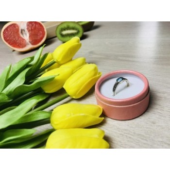 925 Sterling Silver Blue Spinel & Black Quartz Ring Size 7.5