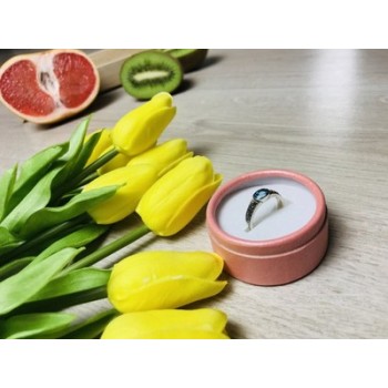 925 Sterling Silver Blue Spinel & Black Quartz Ring Size 7.5