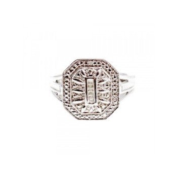 925 Sterling Silver Diamonds Ring Size 8