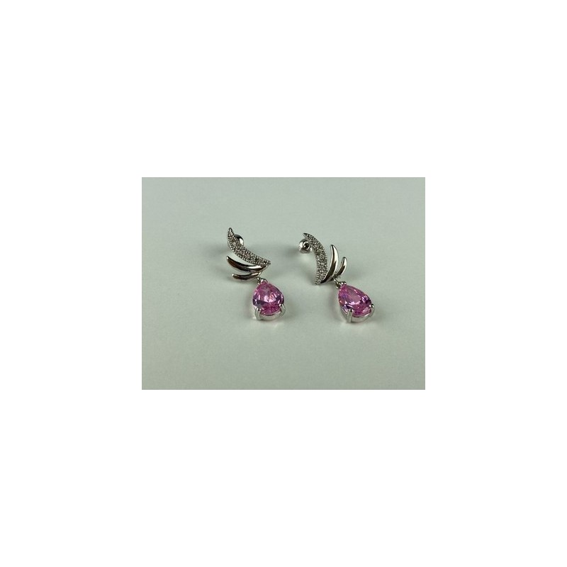Stud Earrings with Pink & White CZ