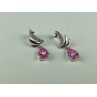 Stud Earrings with Pink & White CZ
