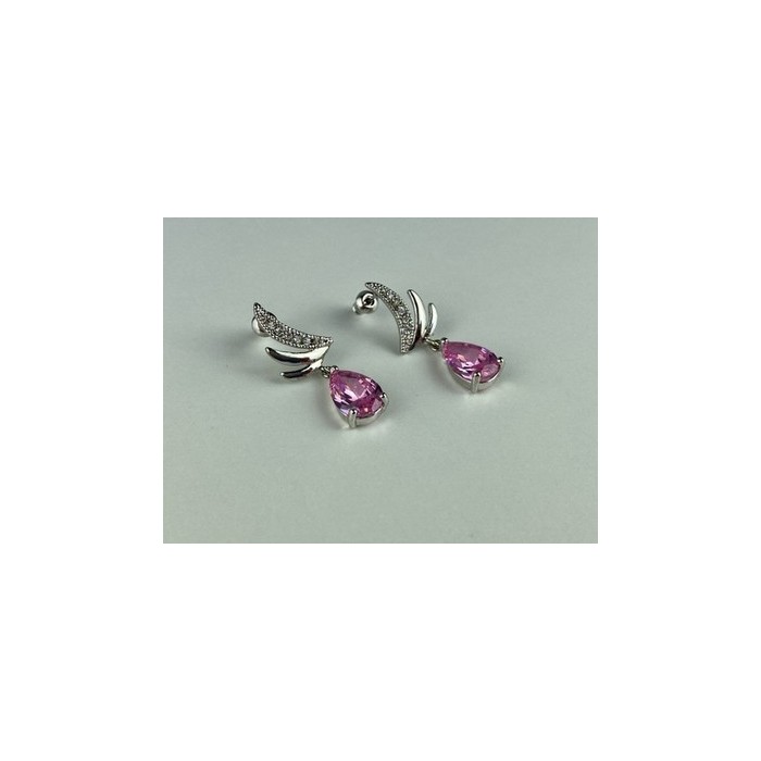 Stud Earrings with Pink & White CZ