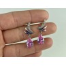 Stud Earrings with Pink & White CZ