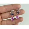 Stud Earrings with Pink & White CZ