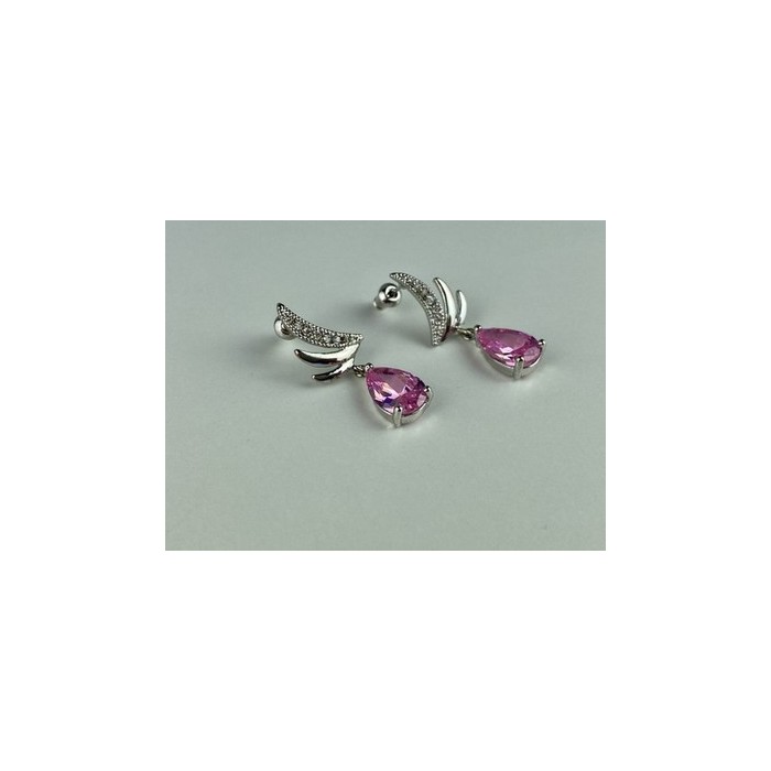 Stud Earrings with Pink & White CZ